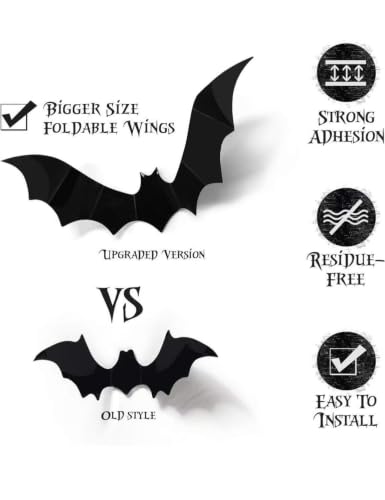 Halloween Bat and Spider Wall Decorations Set - 152 Pieces Indoor Party Decor