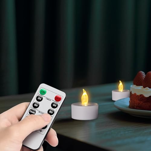 50 Pack Flameless LED Tea Light Candles with Remote Control - Warm Yellow, Flickering, Long Lasting Battery Operated for Halloween & Holiday Decor - Variation: WarmYellow-Remote