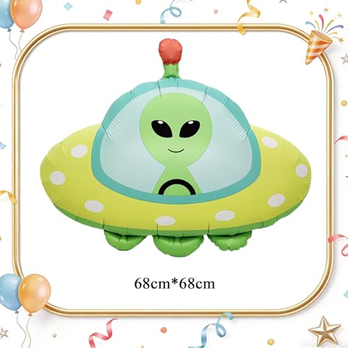 3Pcs Alien UFO Foil Balloons Space Theme Party Decorations for Kids Birthday