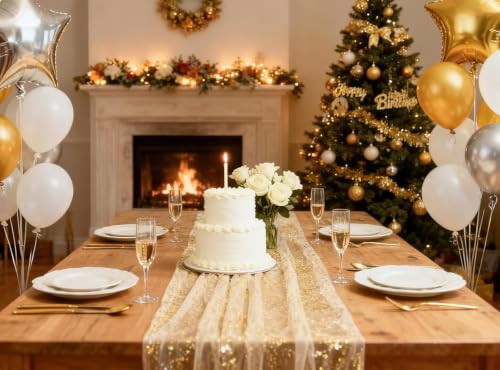 Rose Gold 4-Pack 10FT Glitter Table Runners for Weddings & Parties