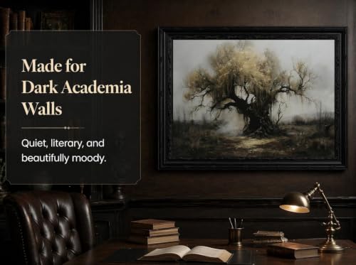 Dark Old Tree Gothic Wall Art - 24x16 Inch Framed Landscape Decor