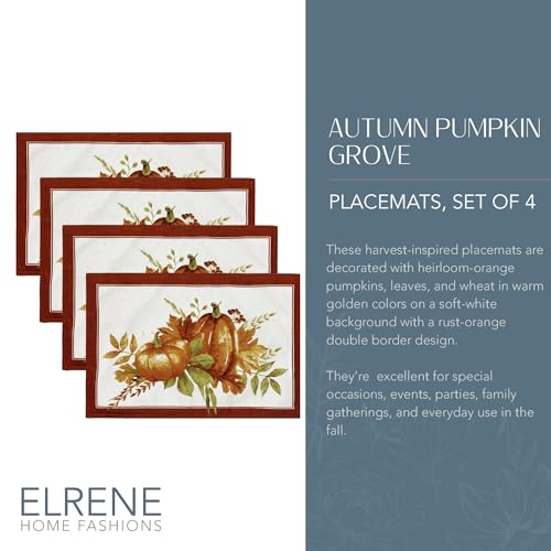 Autumn Pumpkin Grove Fall Placemat Set of 4 - Multicolor, 13x19 Inches