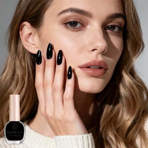 Black Nail Polish 10ml - Long-Lasting Glossy Finish & Easy Application