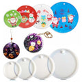 Set of 4 Round Resin Mold for Christmas & Halloween Ornaments - Silicone Jewelry & Keychain Molds