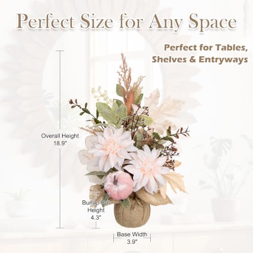 Fall Thanksgiving Table Decor - White Autumn Centerpiece for Dining