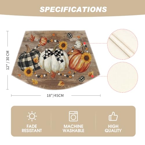 Wood Wedge Placemats Set of 4 - 12x18 Inch Fall Table Decor