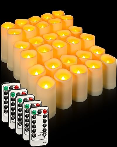 Waterproof LED Flameless Candles with Remote Control - Outdoor Battery Pillar Candles for Wedding Halloween Christmas Decorations, 3 Sizes