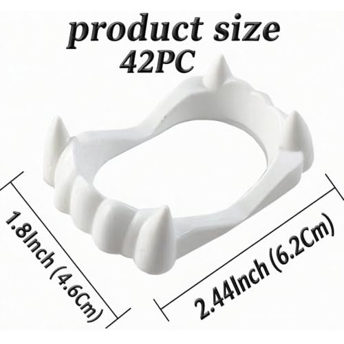 White Vampire Fangs Set - 42 Pieces Halloween Costume Accessories