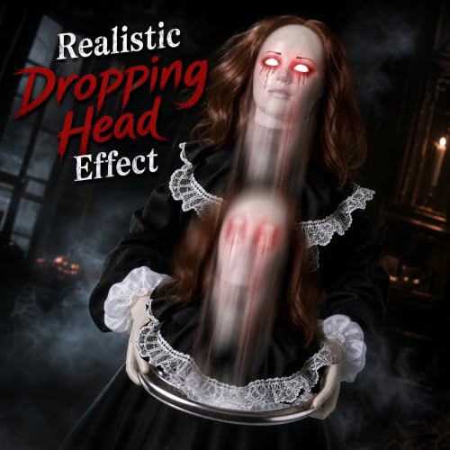 Halloween Animatronic Standing Maid Decoration - 5.3FT Outdoor Haunted Prop