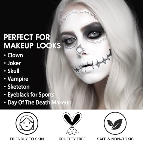 White Face Paint Kit for Clown Joker Vampire Skull Halloween Cosplay - 2.1 fl oz