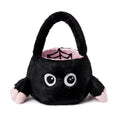 Halloween Plush Candy Basket Pink Black Spider Trick-or-Treat Bag