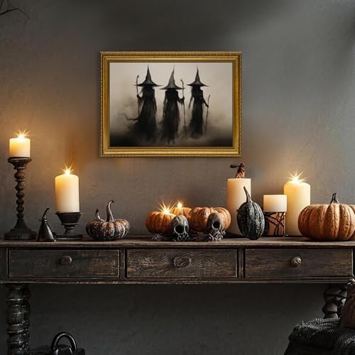 Gothic Wall Art - Three Witches Halloween Canvas 8x10 in - Variation of Gothic
