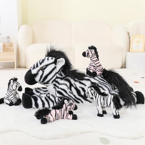 Large 25-Inch Zebra Stuffed Animal Set with Baby Zebras for Kids Boys Girls - Plush Pillow Toy