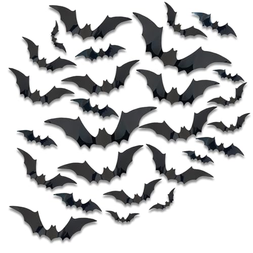 Halloween Bat Wall Decor Set - 3D Waterproof PVC Stickers for Indoor Outdoor Halloween Party