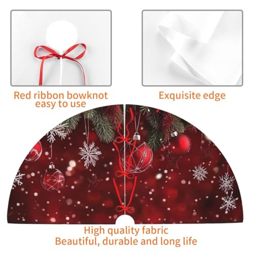 Christmas Tree Skirt 36 Inch Red Ball Winter Xmas Decor - Variation C01