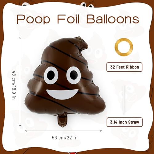 22 Inch Funny Poop Balloons - 6 Pack Aluminum Foil Prank Party Decorations