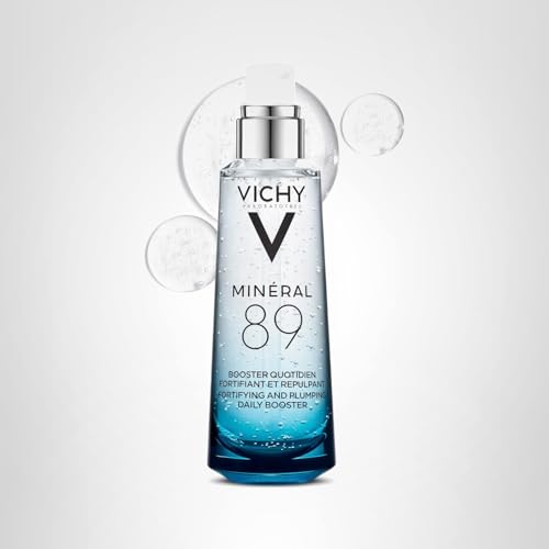 Vichy Mineral 89 Booster, Pure Hyaluronic Acid Serum for Face with Polyglutamic Acid for Skin Barrier Repair, Plumps & Hydrates, Lightweight Hydrating Serum, Oil-Free, Non-Sticky, 2.53 Fl Oz