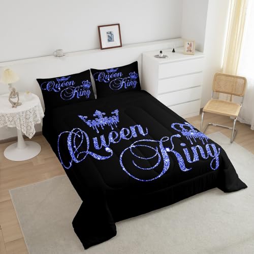 Queen King Comforter Set Multi 03 Bedding All Season – King Size, His & Hers, Romantic Decor