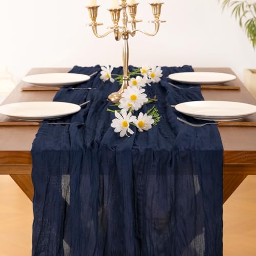 Navy Cheesecloth Table Runner 10ft Fall Boho Wedding Party Decor