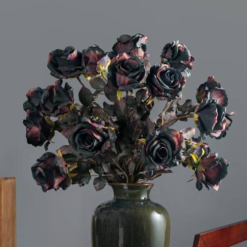 Dark Blue Artificial Roses 20PCS Long Stem Silk Flowers for Vase Indoor Outdoor Decor