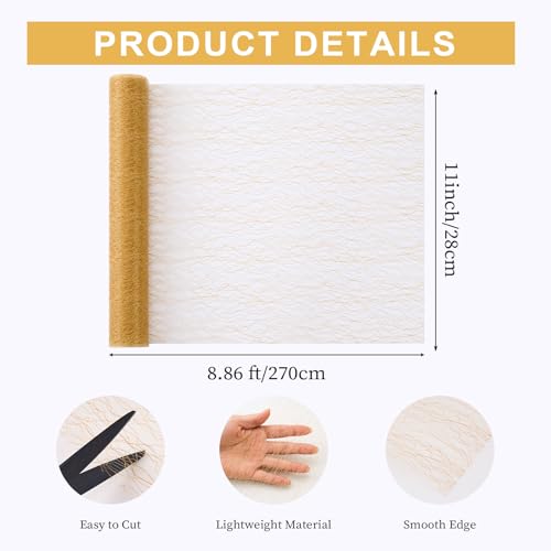 Gold Mesh Table Runner 11x106 Inches - 2 Pcs Thin Elegant Decor Variation of THIS listing
