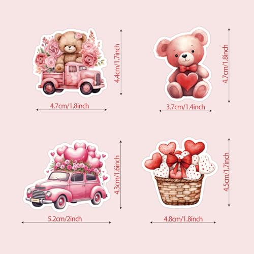 Valentine's Day Sticker Set - 100pcs Heart, Floral & Phrase Decals for Gifts & Decor