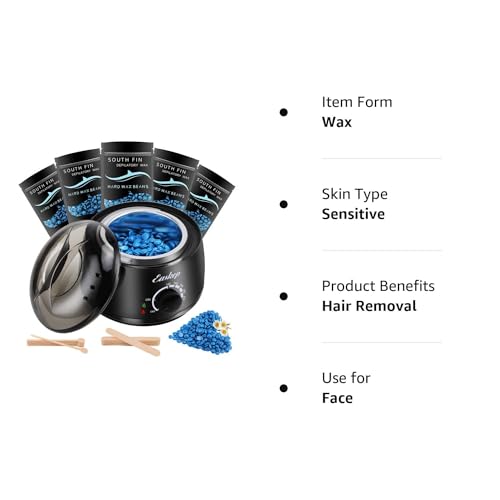 Waxing Kit with Wax Warmer, Adjustable Temperature, 5 Bead Packs & Applicators