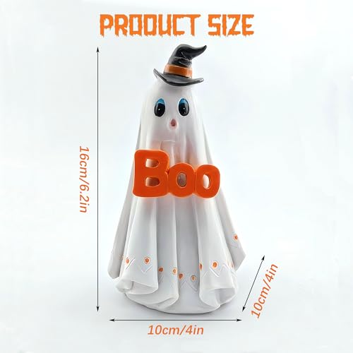 Halloween Ghost Decoration Statue with LED Light - 6.2 Inch Spooky Decor