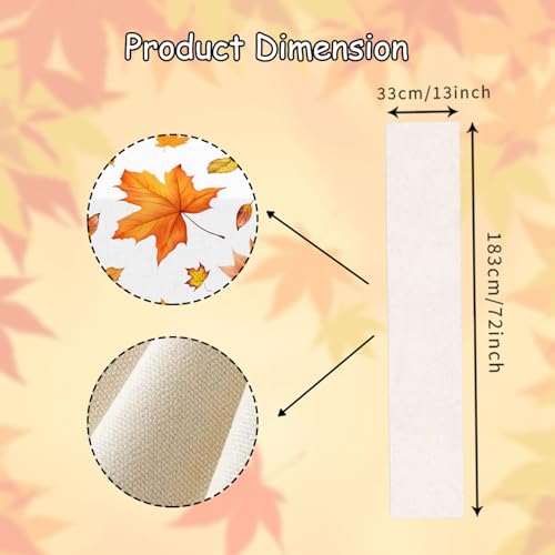 Thanksgiving Table Runner 13x72 Inch Fall Maple Leaf Design Orange - Size8
