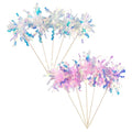 Foil Tinsel Cake Toppers Firework Cupcake Picks - White Pink 40 Pcs