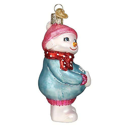 Expectant Snowlady Glass Christmas Ornament - Handcrafted Holiday Tree Decor