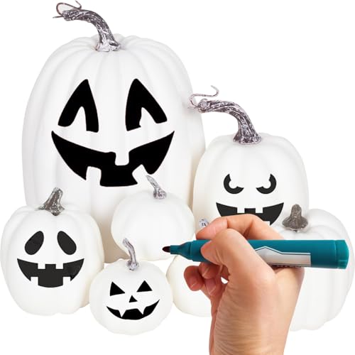 Mini Artificial Pumpkin for Halloween & Thanksgiving Decor - White-1