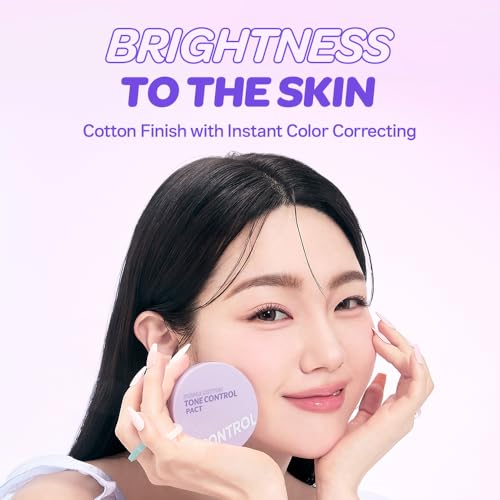 Purple Cotton Tone Control Compact Face Setting Powder - Matte Finish with Subtle Glow - I'M MEME 03