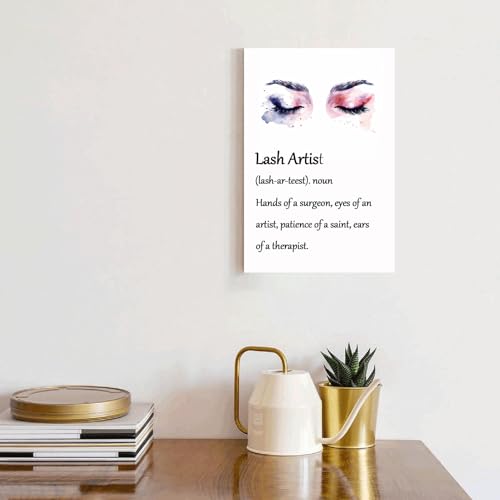 Lash Artist Definition Poster Canvas Wall Art for Lash Studio - 18 x 12 Inches Framed