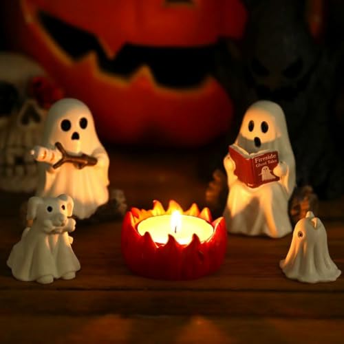 Glow in The Dark Ghost Storytelling Campfire Set - Halloween Decor with Ghost Pets