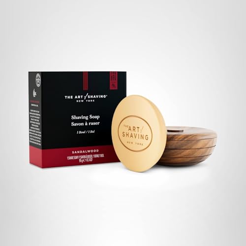 The Art of Shaving Shave Soap with Reusable Wooden Bowl – Rich Lather Restores Hydration & Protects Against Razor Burn & Post-Shave Irritation – Dermatologist-Reviewed – Sandalwood, 3.3 oz
