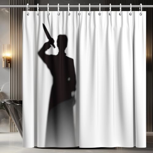 Horror Shadow Shower Curtain 72x72 - Scary Knife Silhouette Bathroom Decor - Variation of THIS listing