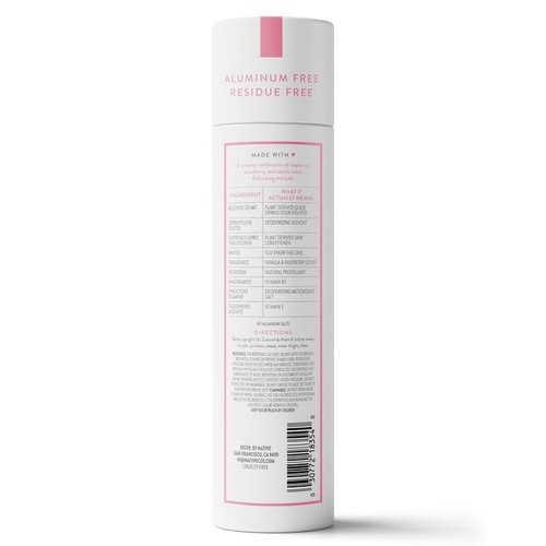 Native Whole Body Deodorant Spray - 72 Hour Aluminum-Free Formula, Vanilla & Raspberry, 3.5oz