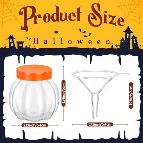 Hsei 40 Pack Pumpkin Shaped Plastic Sand Art Bottles with Lids & Funnels - Halloween & Fall Decorations