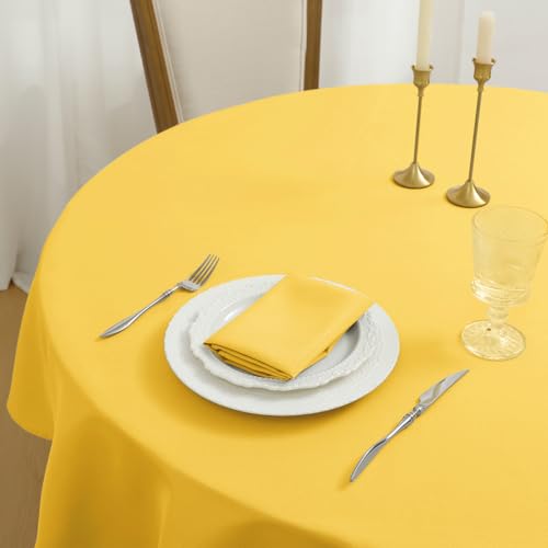 Romanstile Yellow Round Tablecloth 108 Inch for 60-96 Inch Tables