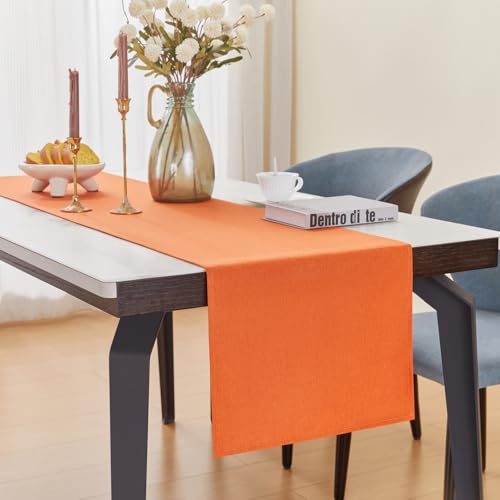 Orange Table Runner 16x71 Inch Seasonal Fall Waterproof Kitchen Decor