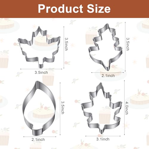 Leaf Cookie Cutter Set for Baking - Stainless Steel Fall & Holiday Shapes