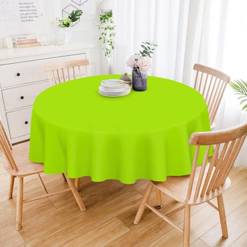 Disposable Lime Green Round Plastic Tablecloth 84 Inch - 2 Pack for Parties