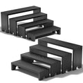 Black Wooden Tiered Display Risers Set - Stackable Farmhouse Dessert Stands, Food & Vendor Booth Decor, 2 Pack