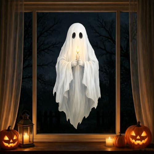Halloween Ghost Window Clings - Spooky Reusable Decals for Holiday Decor