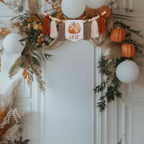 Our Little Pumpkin Is One Highchair Banner - Orange Fall Birthday Decor