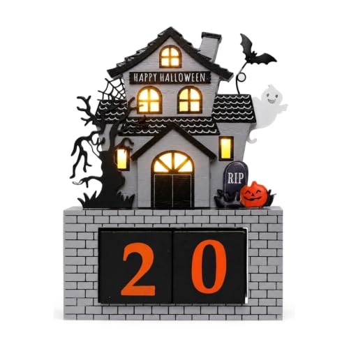 Halloween Countdown Calendar with Ghost Sound & Light Indoor Decor