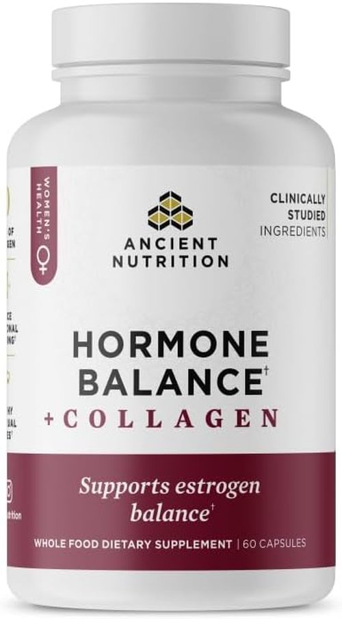 Ancient Nutrition Hormone Balance Supplement - Hydrolyzed Collagen Peptides for Energy Boost | 60 Capsules