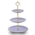 Purple 3-Tier Ceramic Cake Stand Wedding Dessert Serving Platter