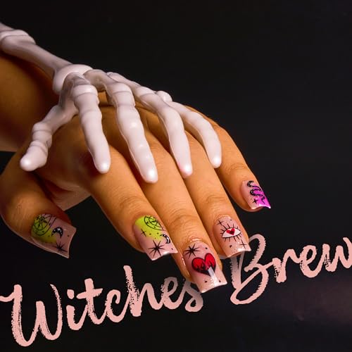Glow in the Dark Halloween Gel Nail Set - 24 Press-On Spooky Designs